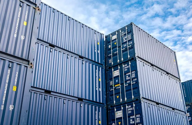 Blue shipping containers